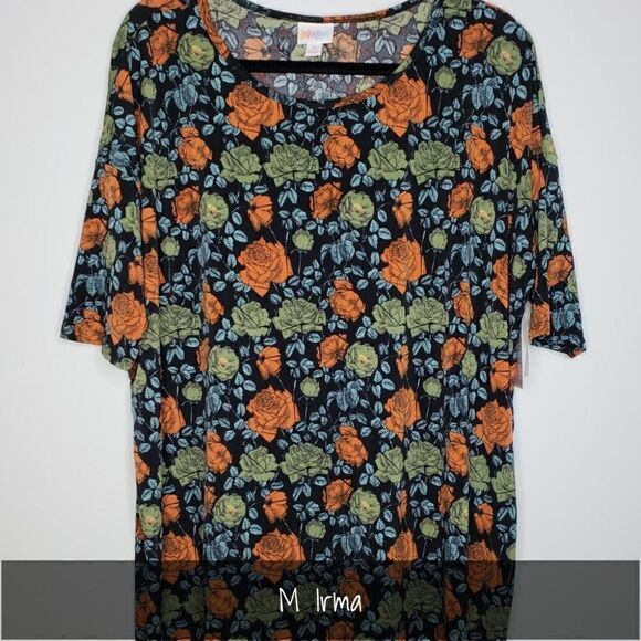 LuLaRoe Irma Tunic Medium Floral Black NEW - Picture 1 of 1